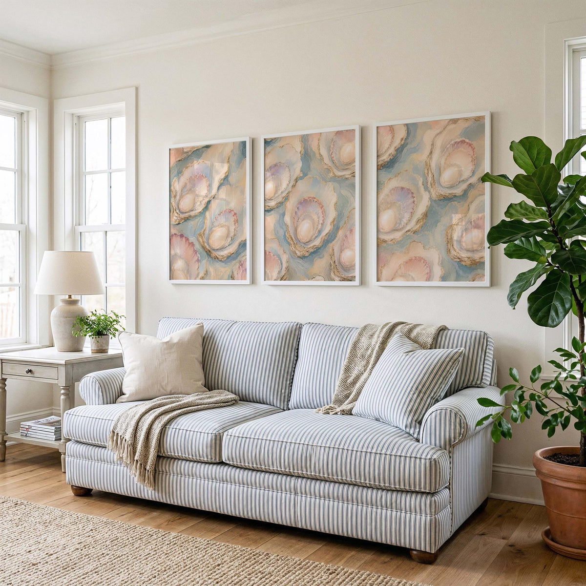 Triptych Wall Art, Set of 3 Wall Art, Oyster Wall Art, 3 Piece Wall Art, Coastal Wall Art, Oyster Art, Set of 3 Prints, FRAMED or UNFRAMED